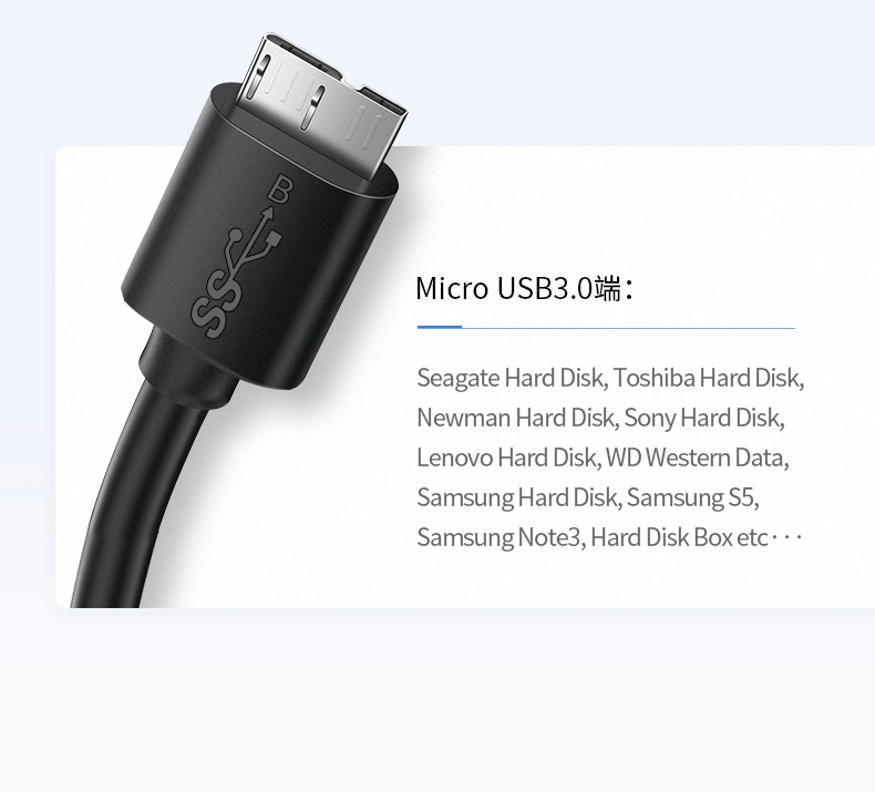 Fast Charging Type C to Micro B Cable USB3.1 C Male to USB 3.0 Micro B Male Cable for Hard Drive