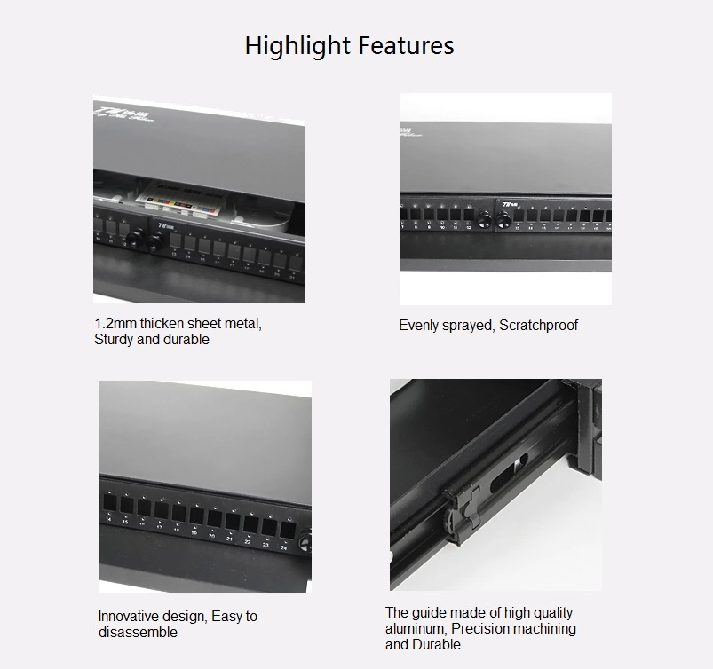 FTTH Drawer Type 12 24 Fibers Fiber Optic Duplex LC Patch Panel