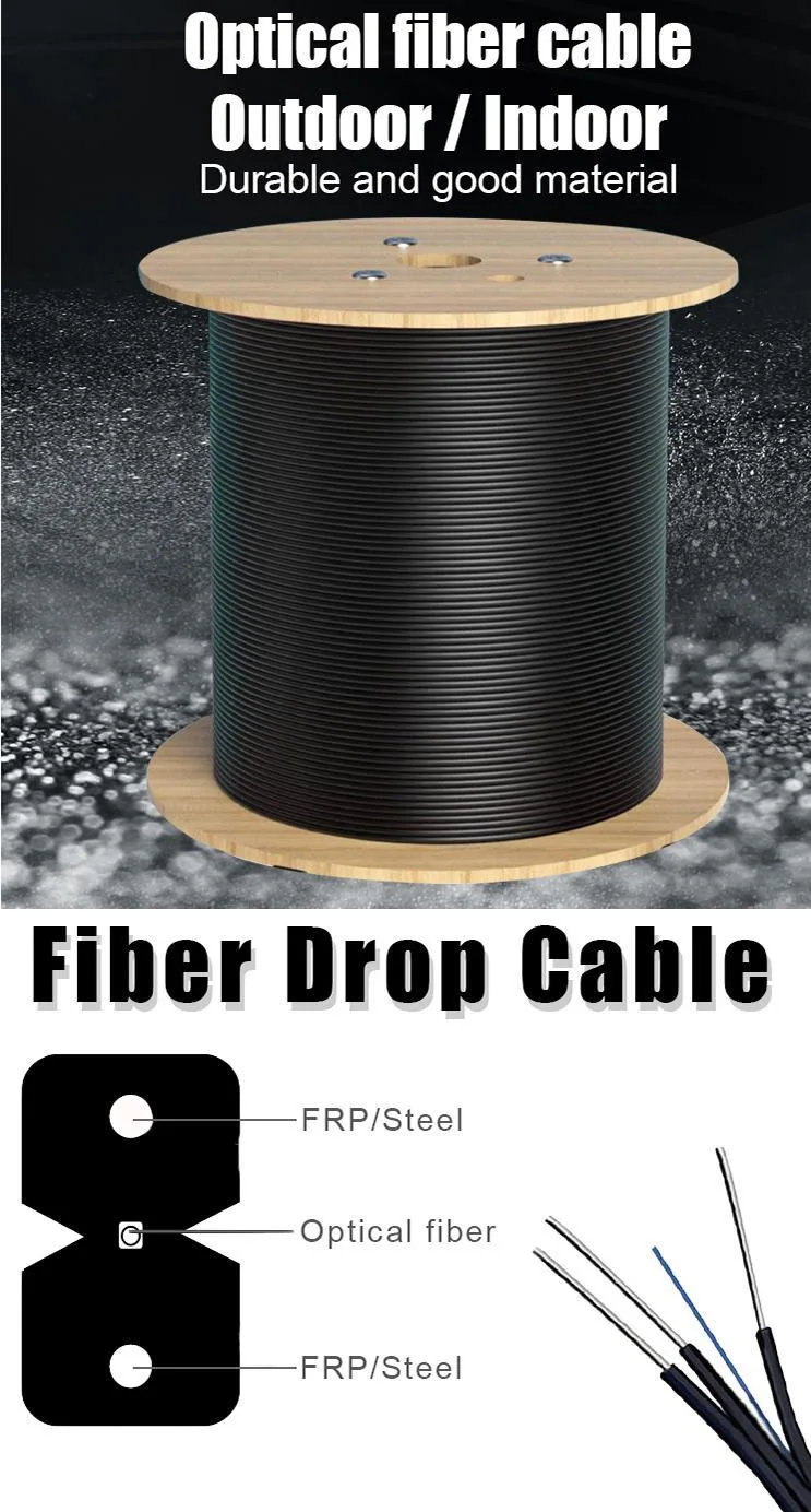 Gcabling FTTH Fiber Optical 1 Sx Core Drop Optic Outdoor Indoor Single Mode Drop FTTH Fiber Optic Cable