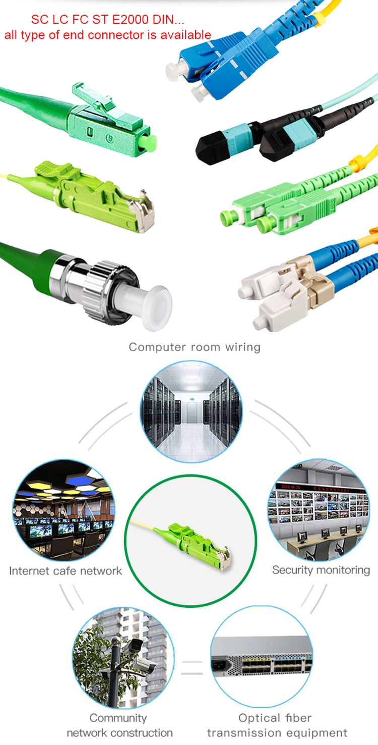 Gcabling 12 Core APC Upc Optional Simplex PVC Patch Cord Fiber Pigtail Fiber