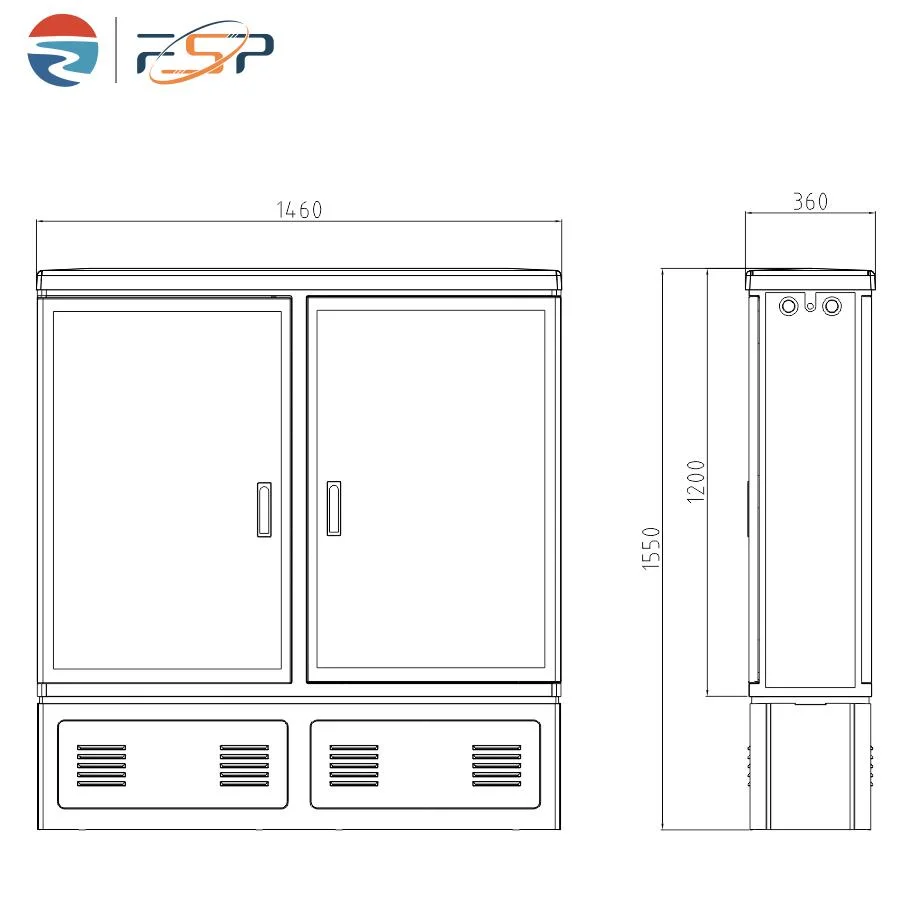 576 Cores Outdoor Optical Fiber Distribution Cabinet with Double Door