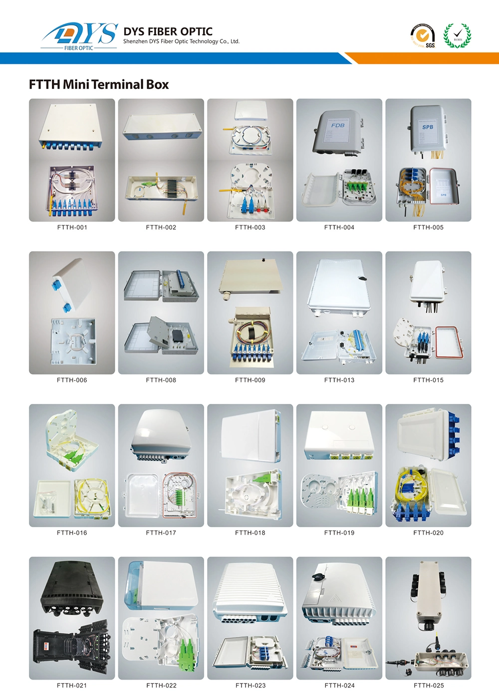 Indoor/Outdoor 8 16 24 Cores/Ports ABS Fdb Nap FTTH Wall Mount Splitter Mini Plastic Box Fiber Optic/Optical Cable Distribution Terminal Box