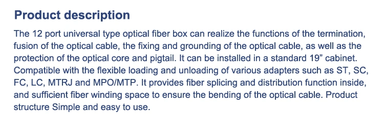 China 12 Port Fiber Optic Patch Panel